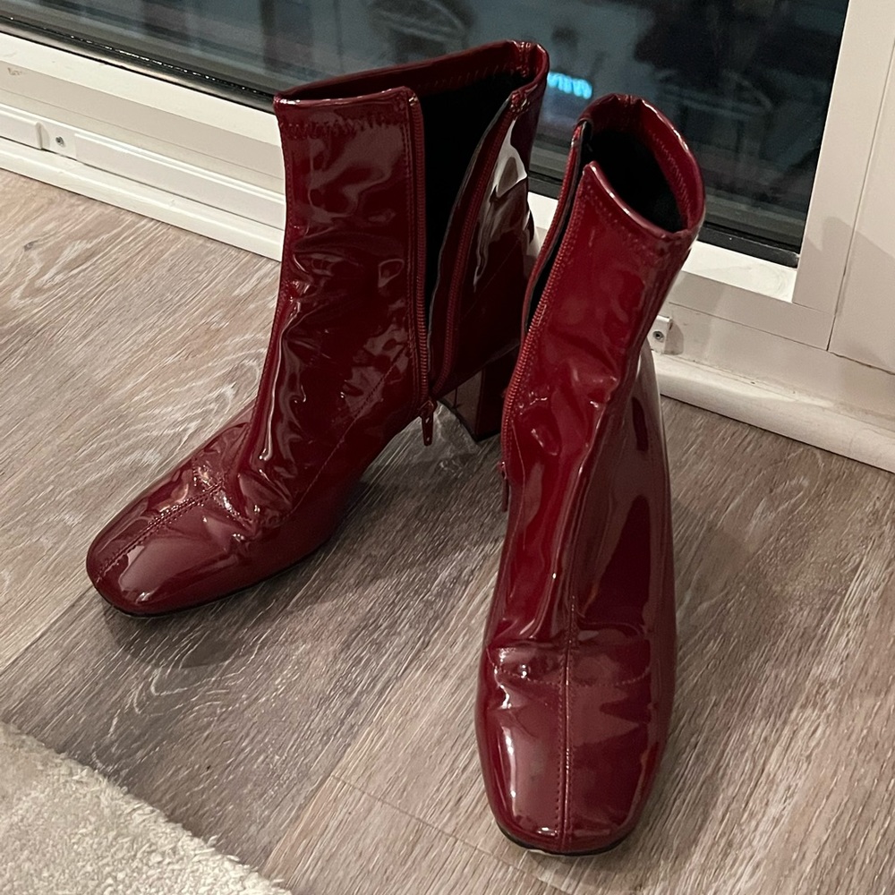 Zara Burgundy Patent Leather Boots
